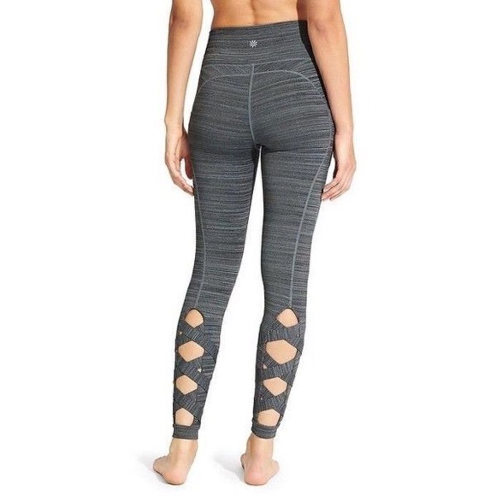 𝅺athleta High Rise Spacedye Cut Out Chaturanga Tight Leggings Gray Size Small